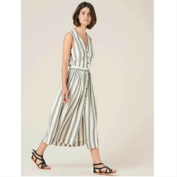 Sessun French Designer Calapunta Black and Cream Striped A line dress - Picture 1 of 3